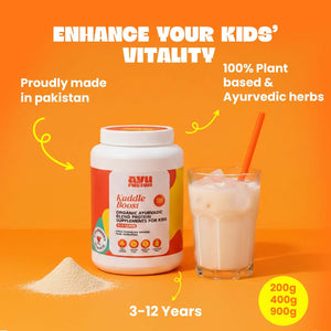 AyuFusion Kuddle Boost 400g Chocolate - Organic Ayurvedic Kids Protein Supplement Pakistan
